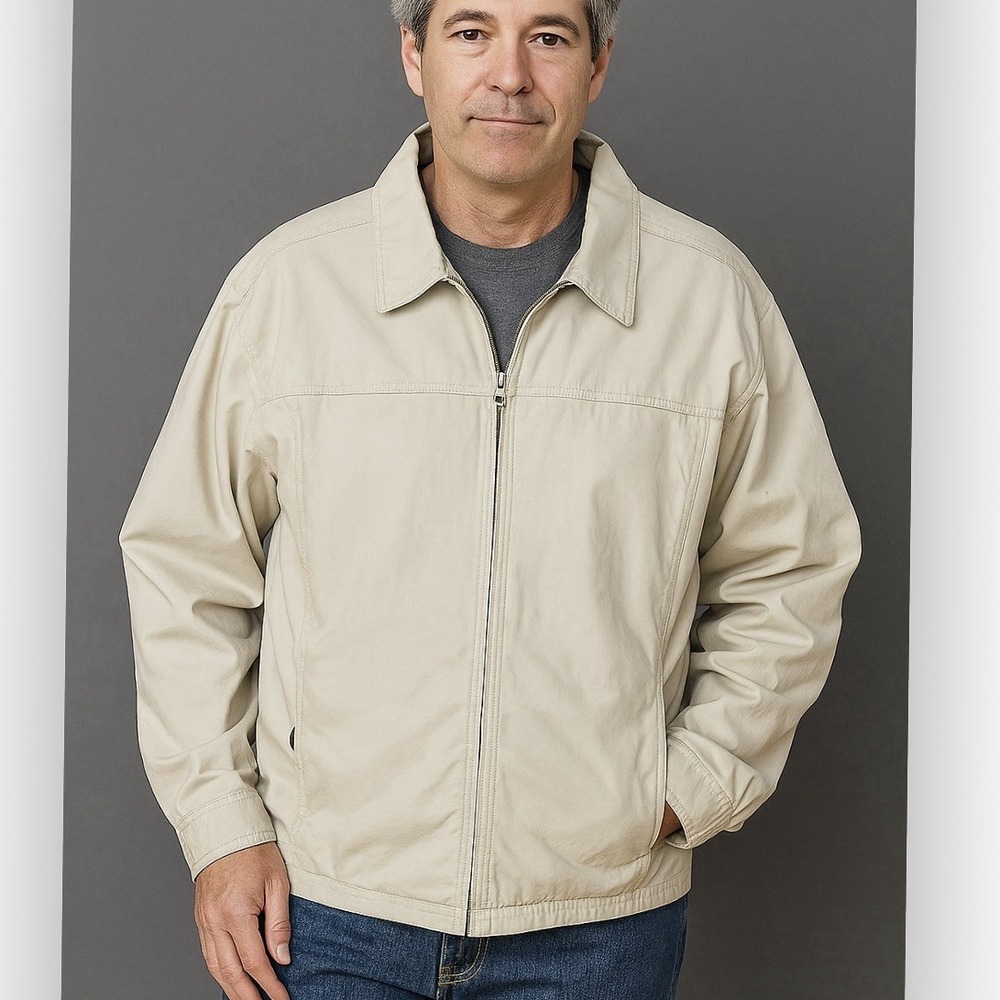 LL Bean Mens Cotton Canvas Zip Utility Jacket Pockets Size XXL TALL